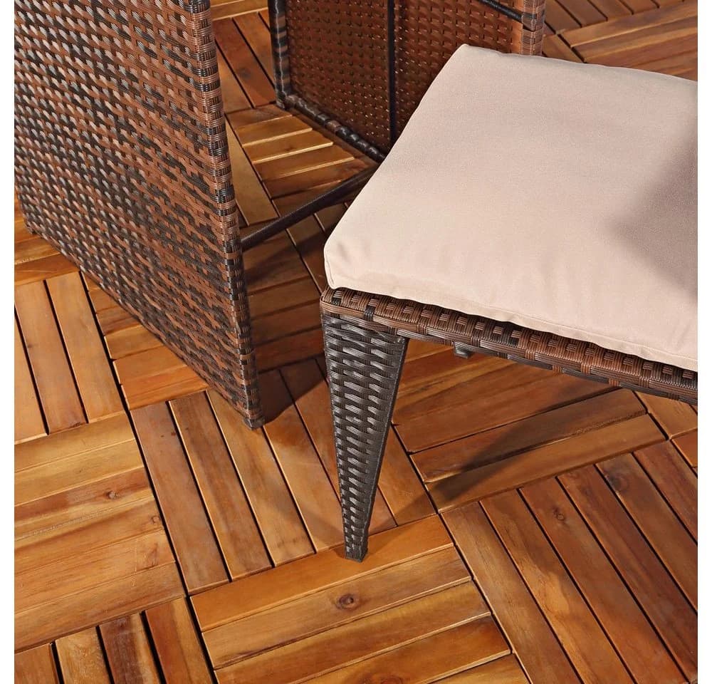Feel2Home Garten-Essgruppe 3tlg. Schwarz/Beige Polyrattan mit Glasplatte - Bild 4