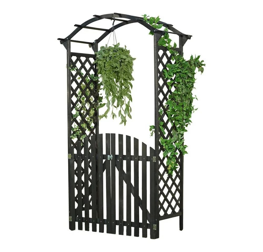 Feel2Home Rosenbogen Rankgitter mit Tür Schwarz Gartenbogen Spalier - Bild 2
