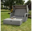 Feel2Home Gartenliege Polyrattan Grau mit Dach und Fußbank Bild 4