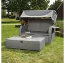 Feel2Home Gartenliege Polyrattan Grau mit Dach und Fußbank Bild 5