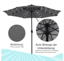 Feel2Home Sonnenschirm Ø3m mit LED-Beleuchtung und Solarmodul Beige Bild 3