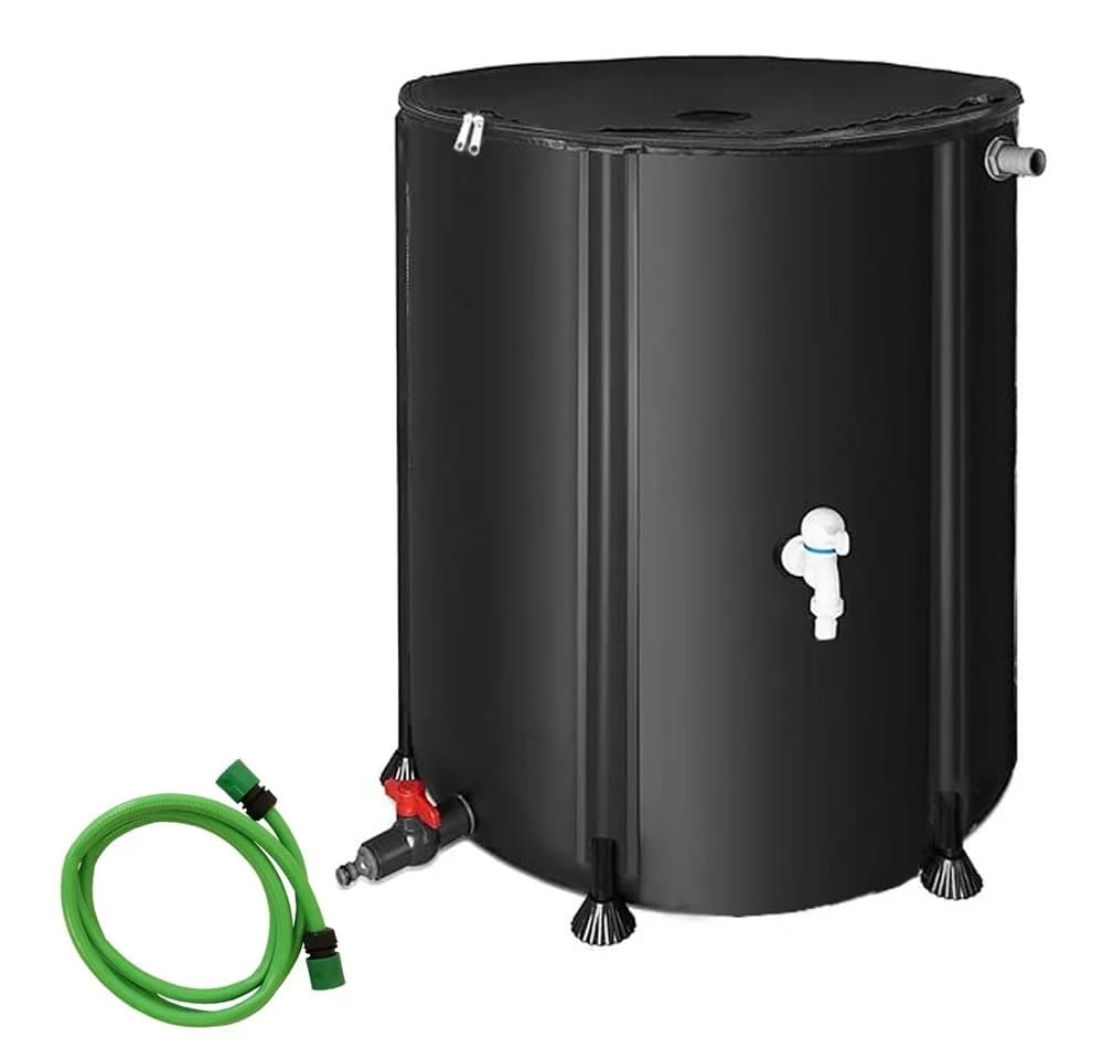 Feel2Home Faltbare Regentonne 1000L Schwarz mit Hahn