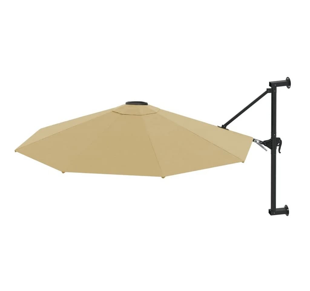 furnicato Sonnenschirm zur Wandmontage mit Metall-Mast Taupe