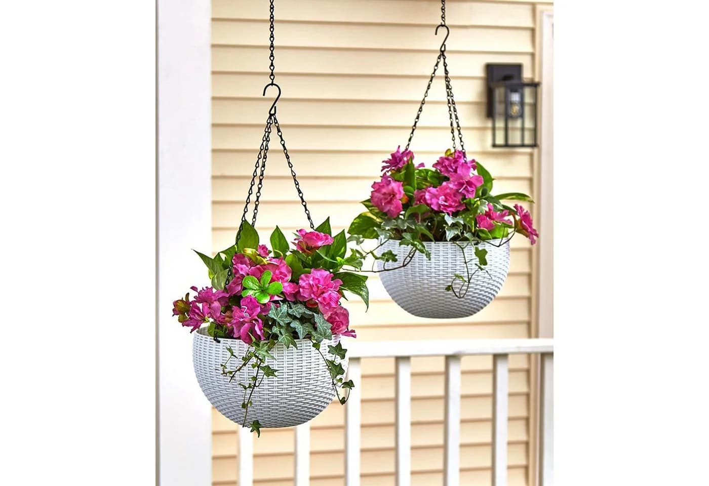HTI-Living Blumenampel Nessa Rattanoptik Weiß