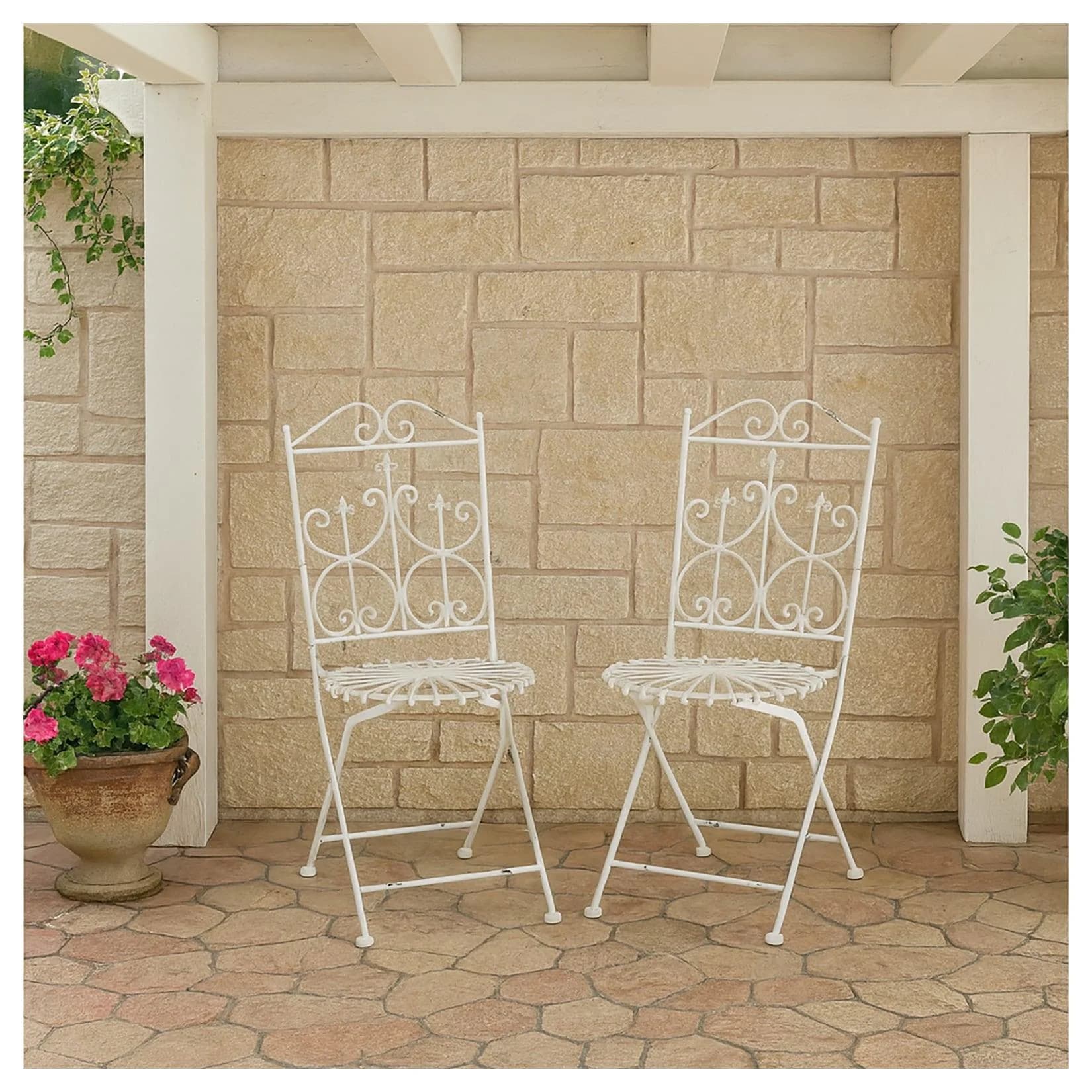 HTI-Living Gartenstuhl Romantic Garden Metall Klappstuhl 2er Set