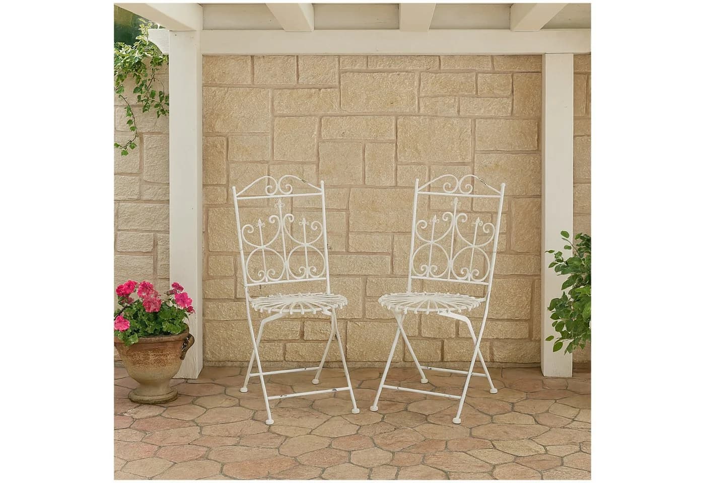 HTI-Living Gartenstuhl Romantic Garden Metall Klappstuhl 2er Set - Bild 3