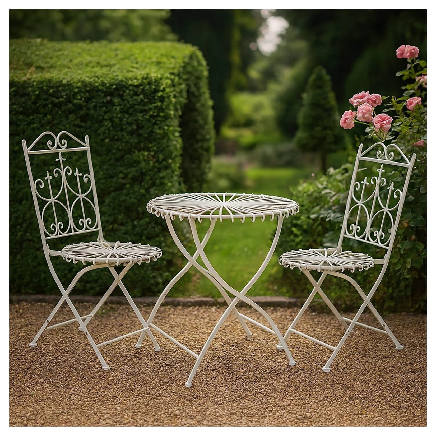 HTI-Living Sitzgruppe Weiß Romantic Garden 3-tlg. Metall