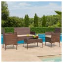 HTI-Living Gartenlounge-Set 4-tlg. Braun Polyrattan mit Glas Bild 1