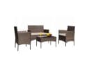 HTI-Living Gartenlounge-Set 4-tlg. Braun Polyrattan mit Glas Bild 2