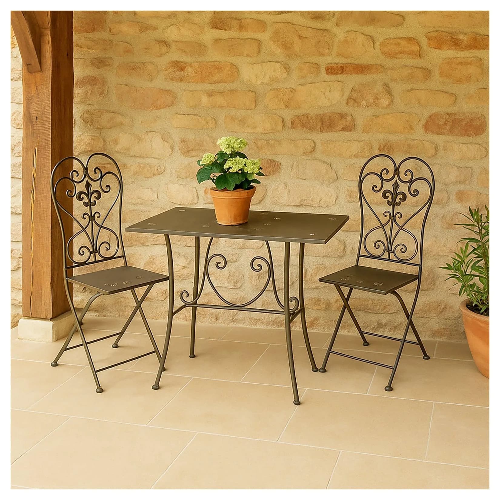 HTI-Living Gartentisch Metall Rostoptik