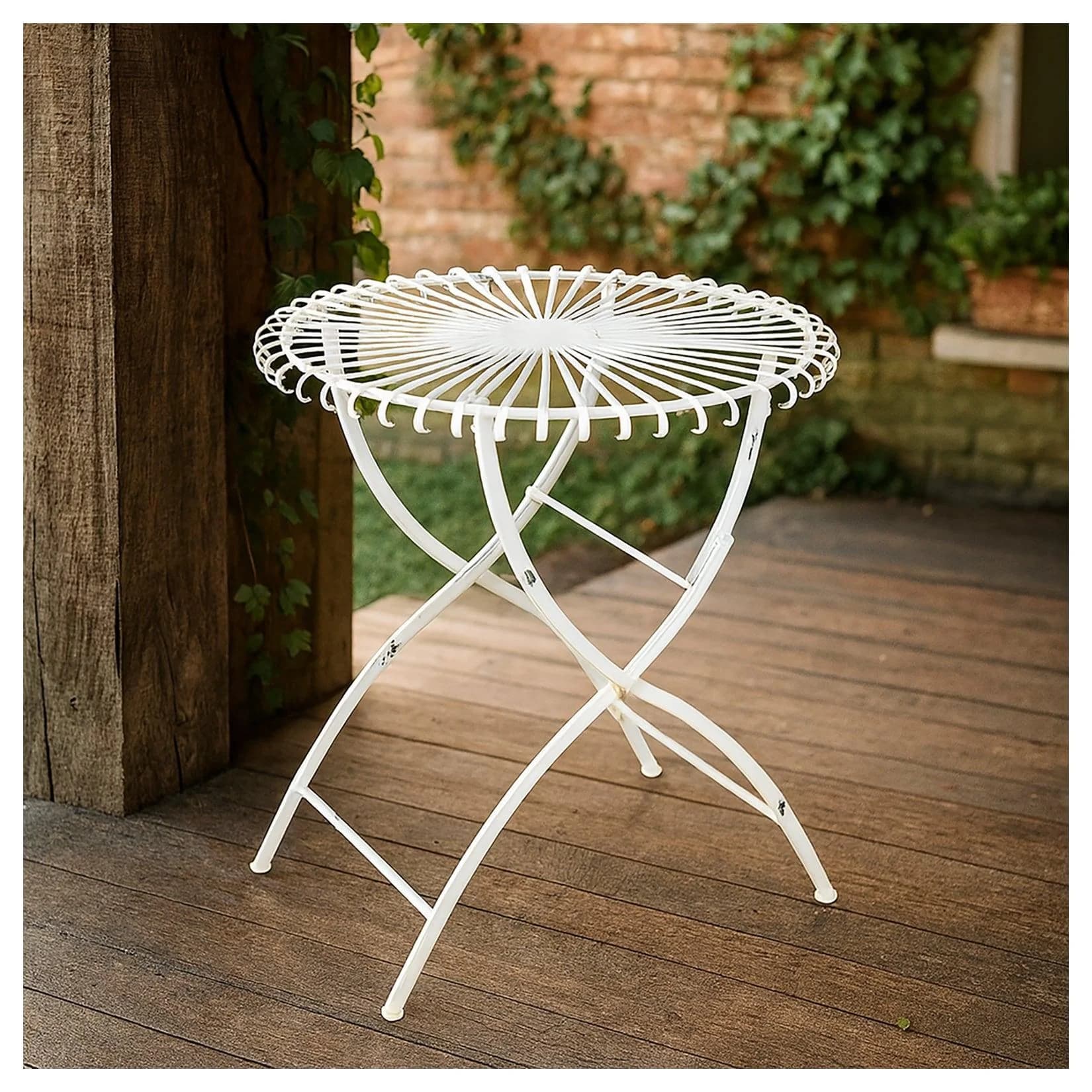 HTI-Living Romantischer Metalltisch Rund Weiß 70cm