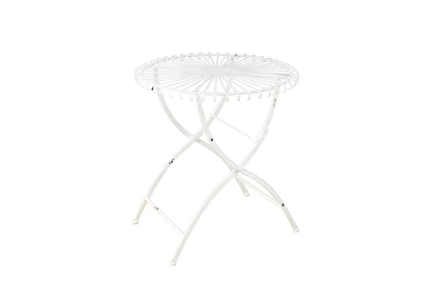HTI-Living Romantischer Metalltisch Rund Weiß 70cm - Bild 2