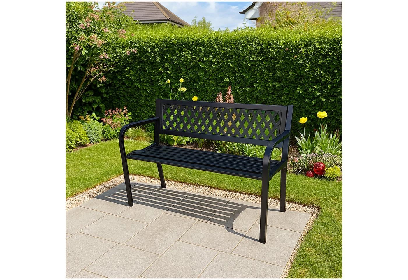HTI-Living Gartenbank Venera Metall Schwarz 2-Sitzer - Bild 2