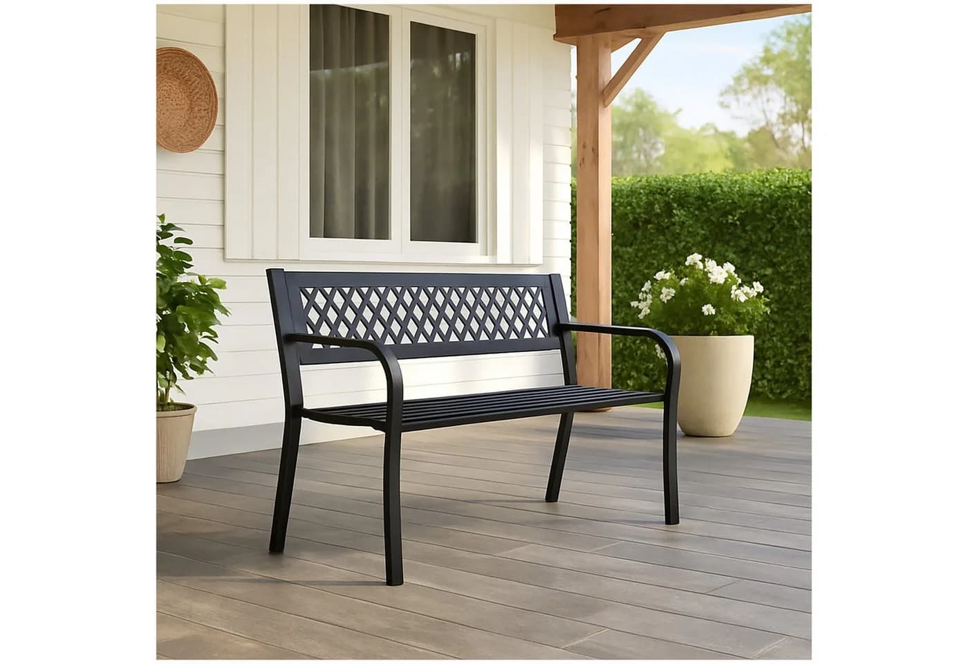 HTI-Living Gartenbank Venera Metall Schwarz 2-Sitzer - Bild 3