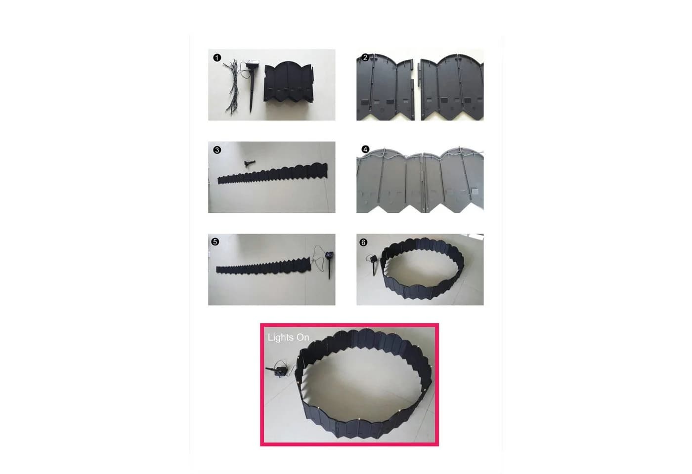 HTI-Living Beetbegrenzung Beeteinfassung 250 cm, Set, 12 Module inkl. Solarbeleuchtung, Zierzaun Beetumrandung - Bild 4