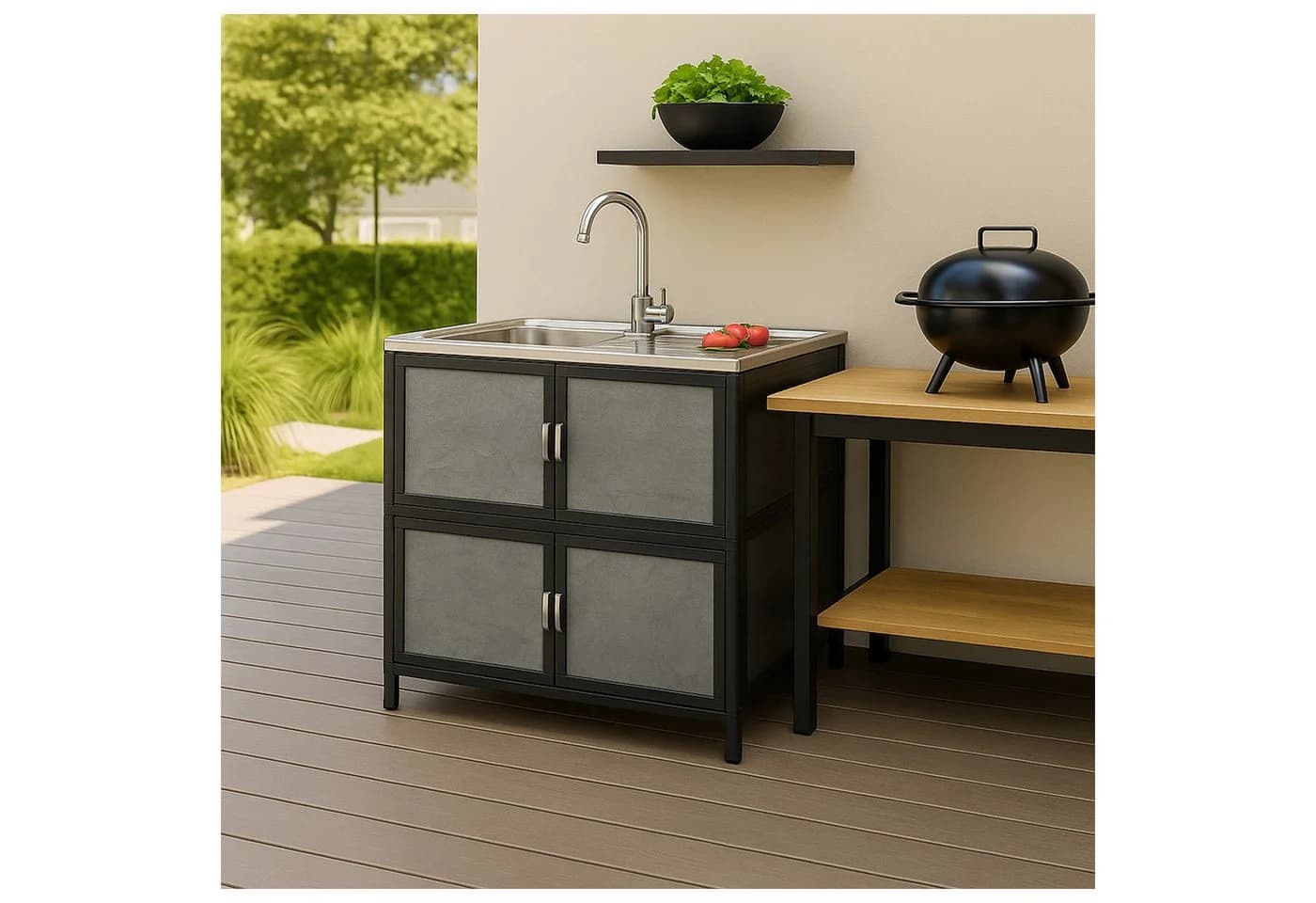 HTI-Living Outdoor-Küchenmodul Outdoorspüle L Gerti Grau
