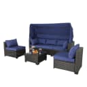 HTI-Living Outdoor Sofa Eleni Braun/Blau 6-teilig Polyrattan Bild 1