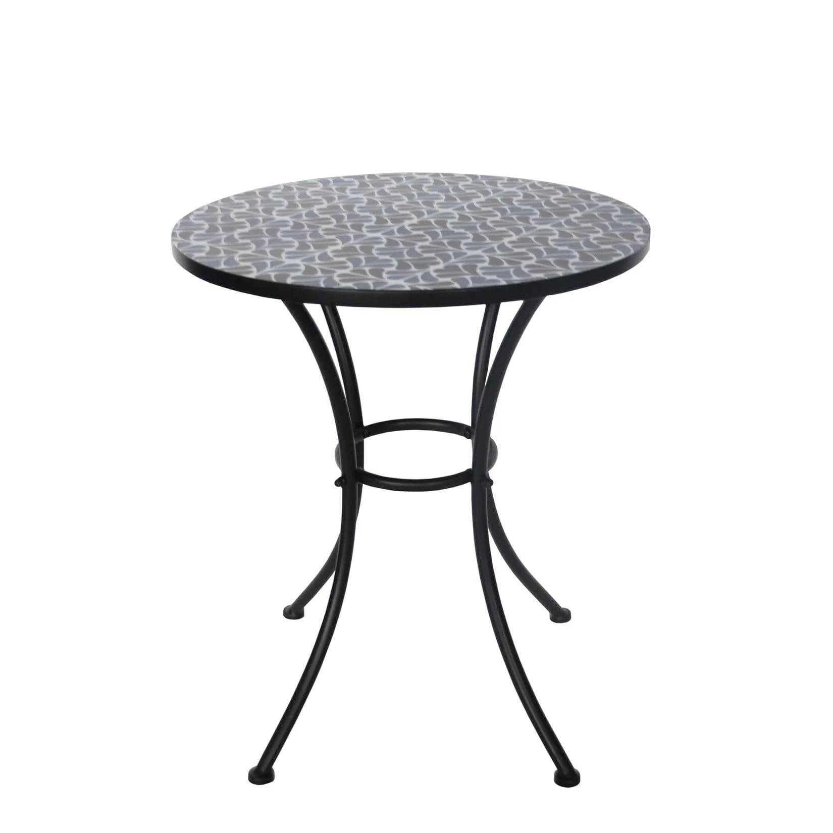 HTI-Living Gartentisch Celia Floral Metall Schwarz/Weiß