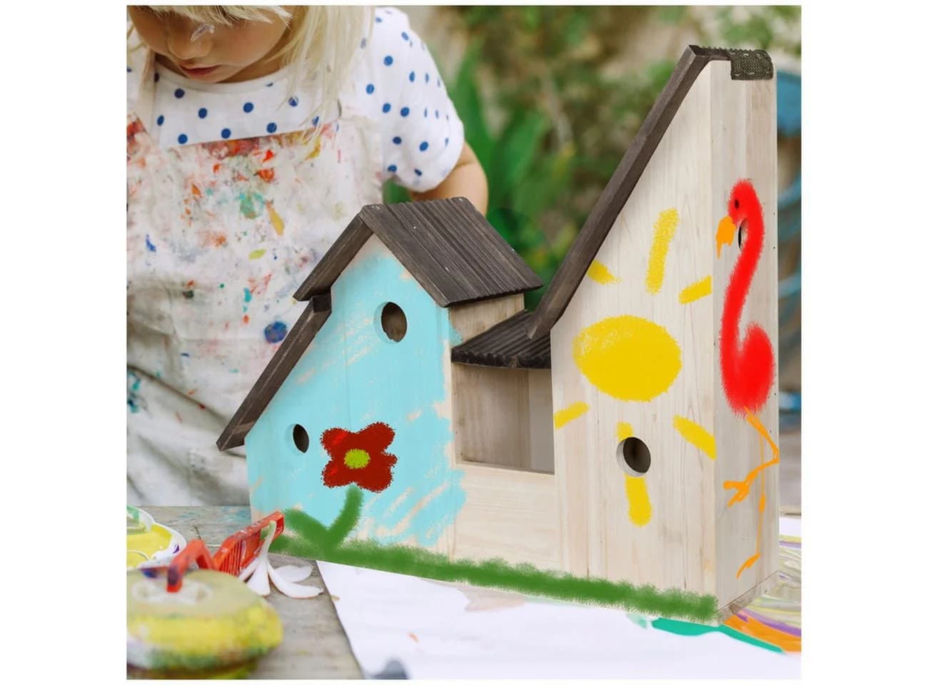 HTI-Living Vogelhaus mit 3 Nistkästen Mina zum Bemalen - Bild 3