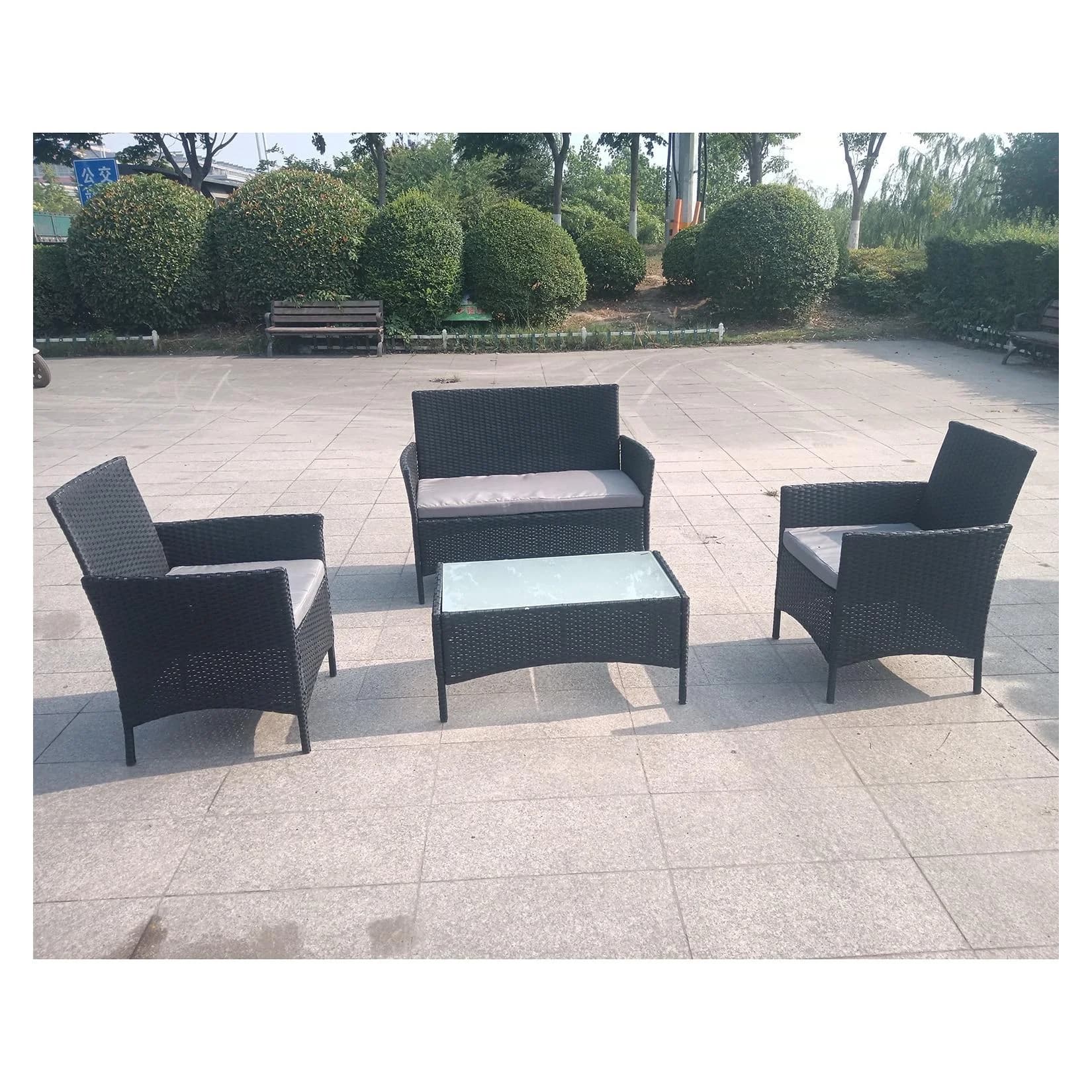 HTI-Living Gartenlounge-Set Anthrazit 4-teilig Rattan