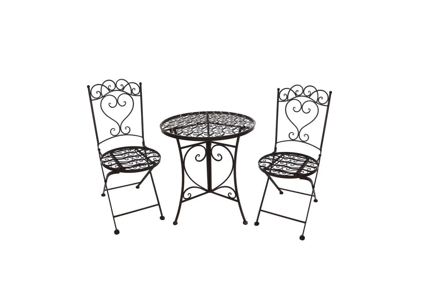 HTI-Living Garten-Essgruppe Vintage 3-tlg. Metall Bistro-Set
