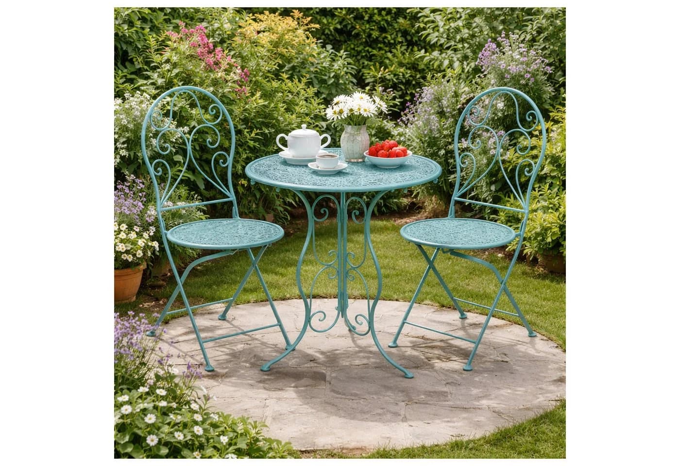 HTI-Living Gartentisch Lani Blau Metall