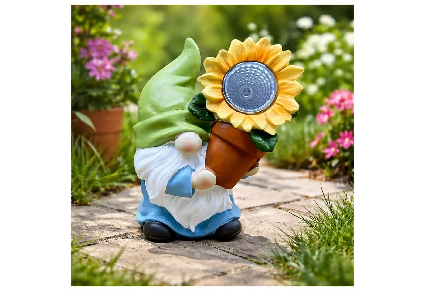 HTI-Living Solar-Gartenfigur Zwerg mit Blume Bunt - Bild 2