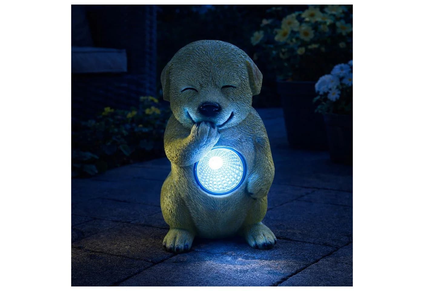 HTI-Living Solar-Gartenfigur Hund Gelb Polyresin