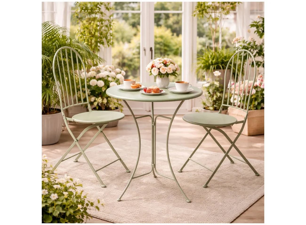 HTI-Living Bistro-Set 3-tlg. Metall Grün mit Tisch und 2 Stühlen - Bild 5