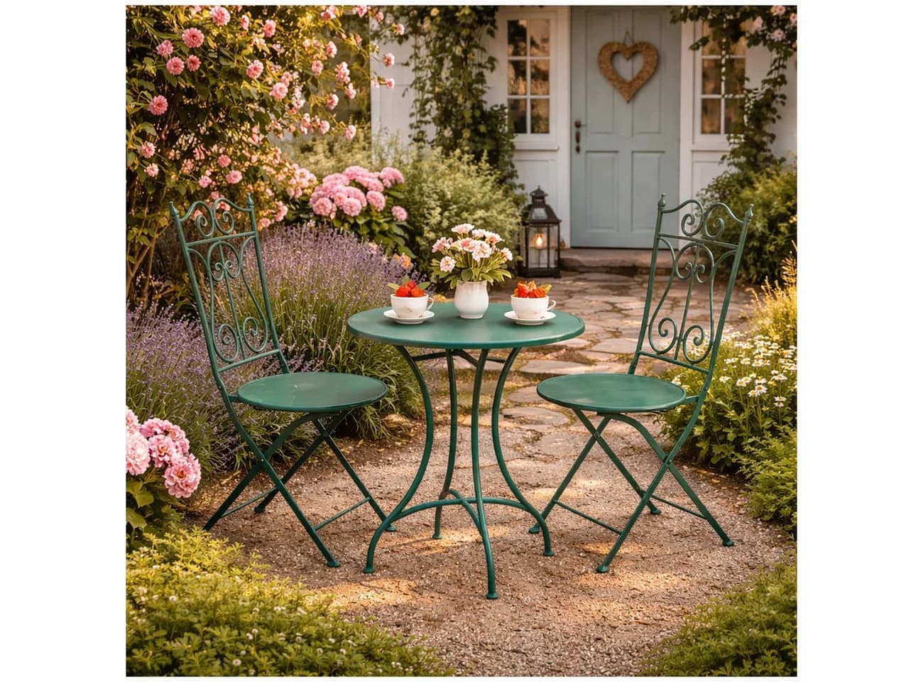 HTI-Living Bistro-Set 3-tlg. Grün Metall - Bild 4