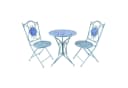 HTI-Living Bistro Set 3-tlg. Metall Blau Blütenmotiv Bild 1