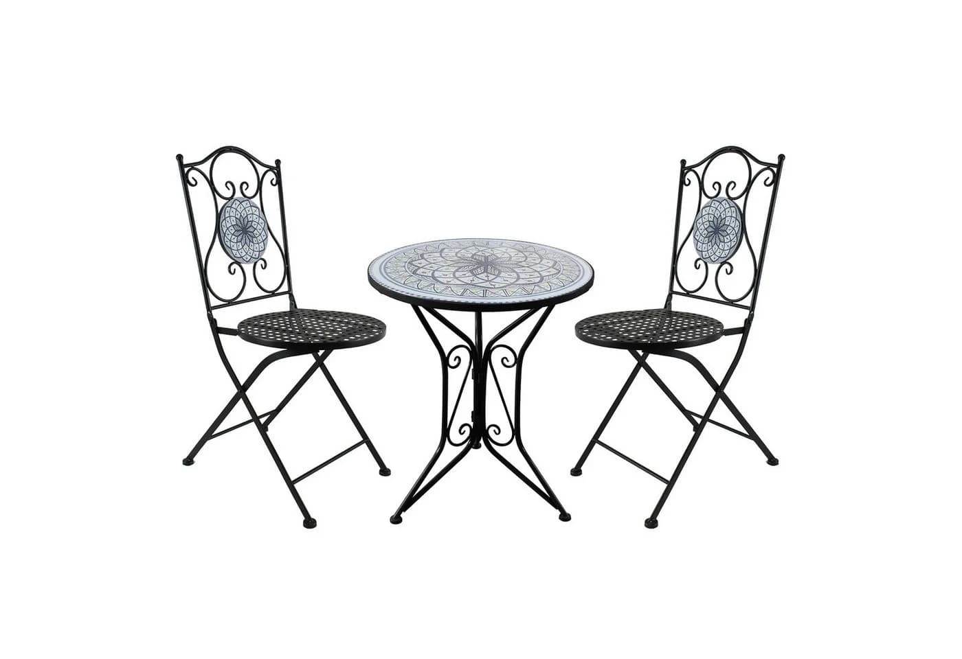 HTI-Living Bistro-Set 3-tlg. Metall Schwarz Byzanz-Motiv
