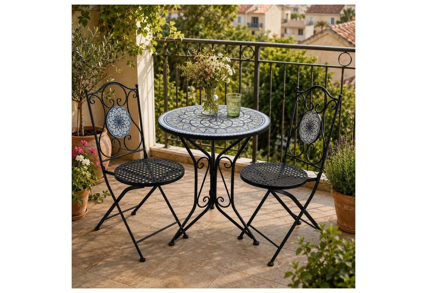 HTI-Living Bistro-Set 3-tlg. Metall Schwarz Byzanz-Motiv - Bild 2