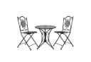 HTI-Living Bistro-Set 3-tlg. Schwarz Metall mit Schiefer-Motiv Bild 1