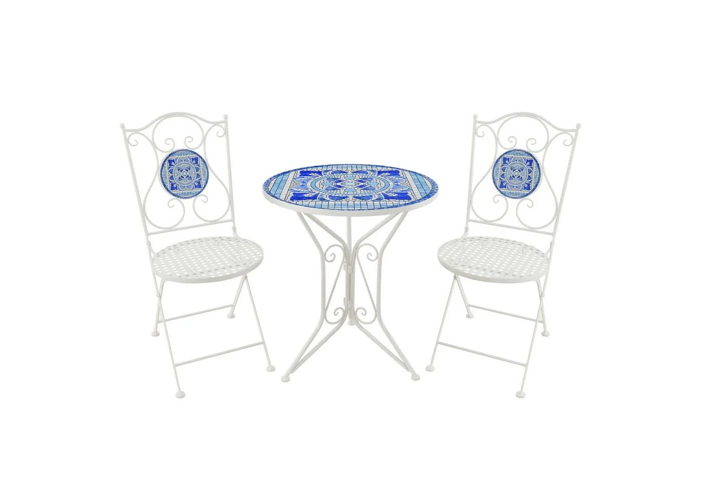 HTI-Living Bistro Set Santorin 3-tlg. Metall Schwarz/Creme