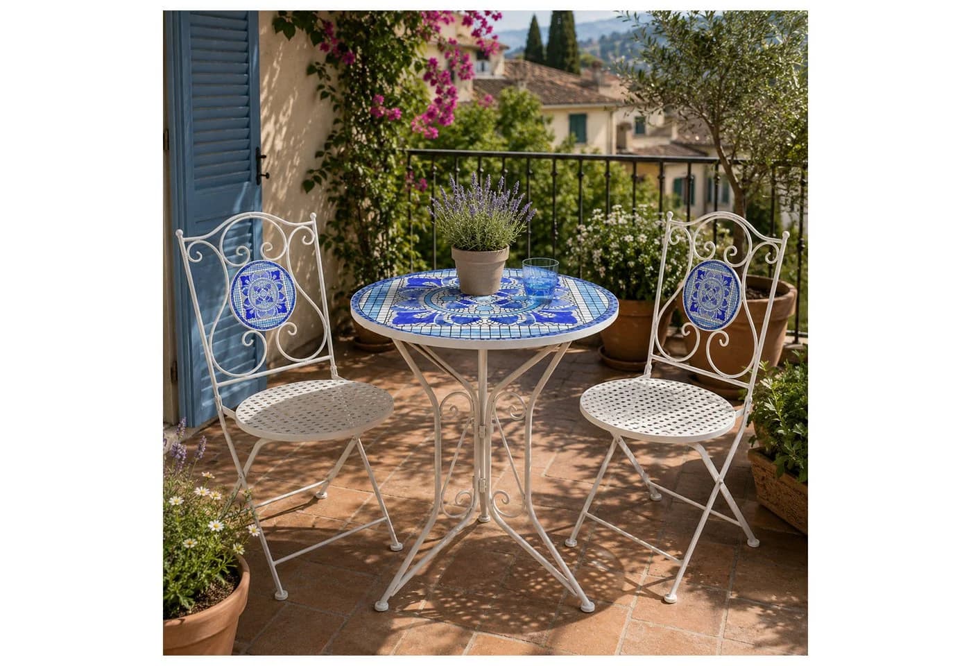 HTI-Living Bistro Set Santorin 3-tlg. Metall Schwarz/Creme - Bild 2