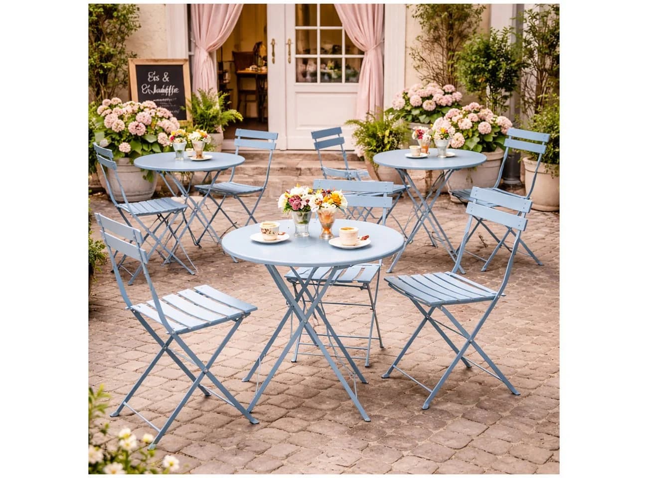 HTI-Living Bistro Set 3-tlg. Metall Blau Klappbar - Bild 2