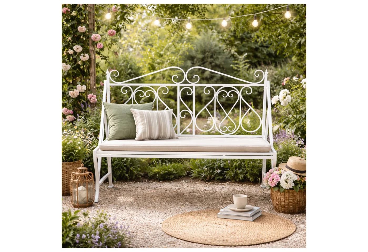 HTI-Living Gartenbank Solea Weiß Eisen Landhausstil - Bild 2