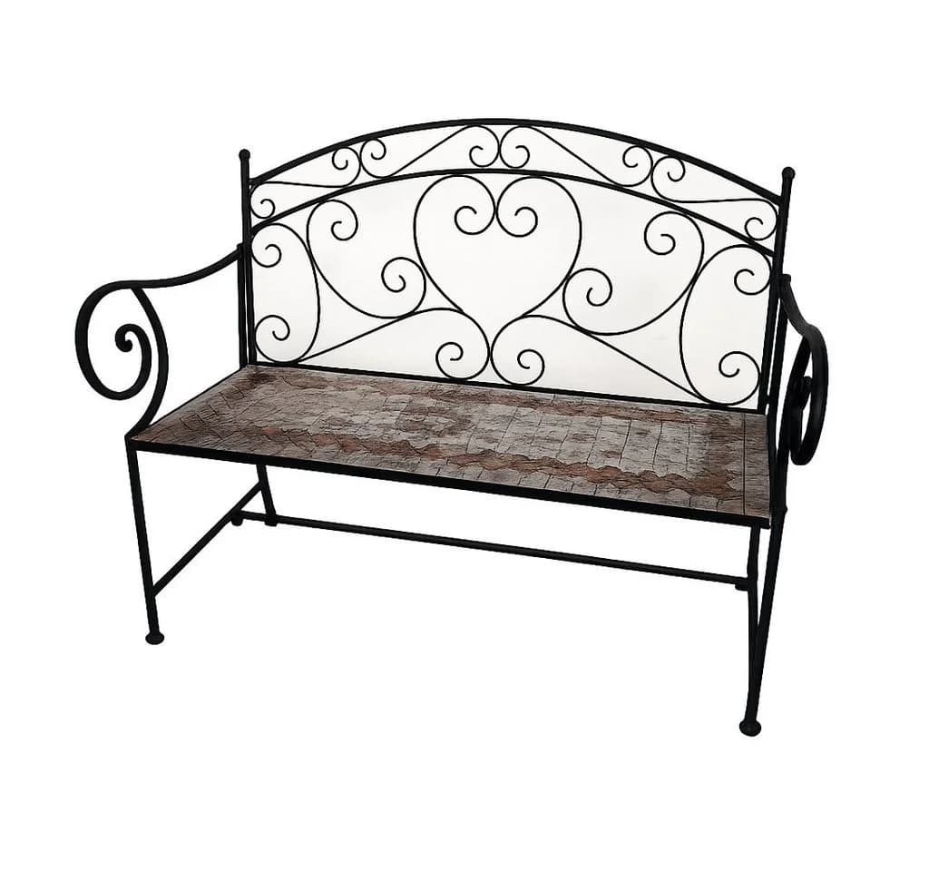 HTI-Living Gartenbank Metall Vintage Mosaik Sitzfläche Schwarz Braun