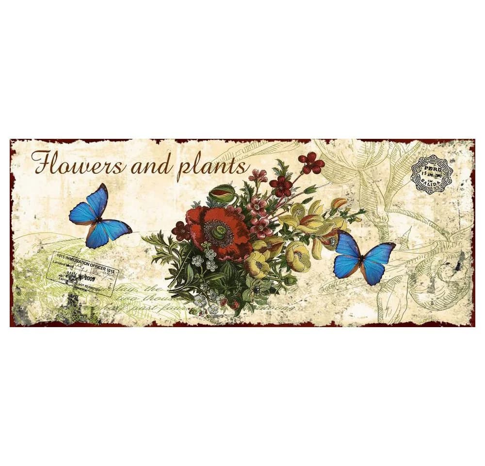 HTI-Living Gartenbank Flowers and Plants Metall Creme Vintage Design