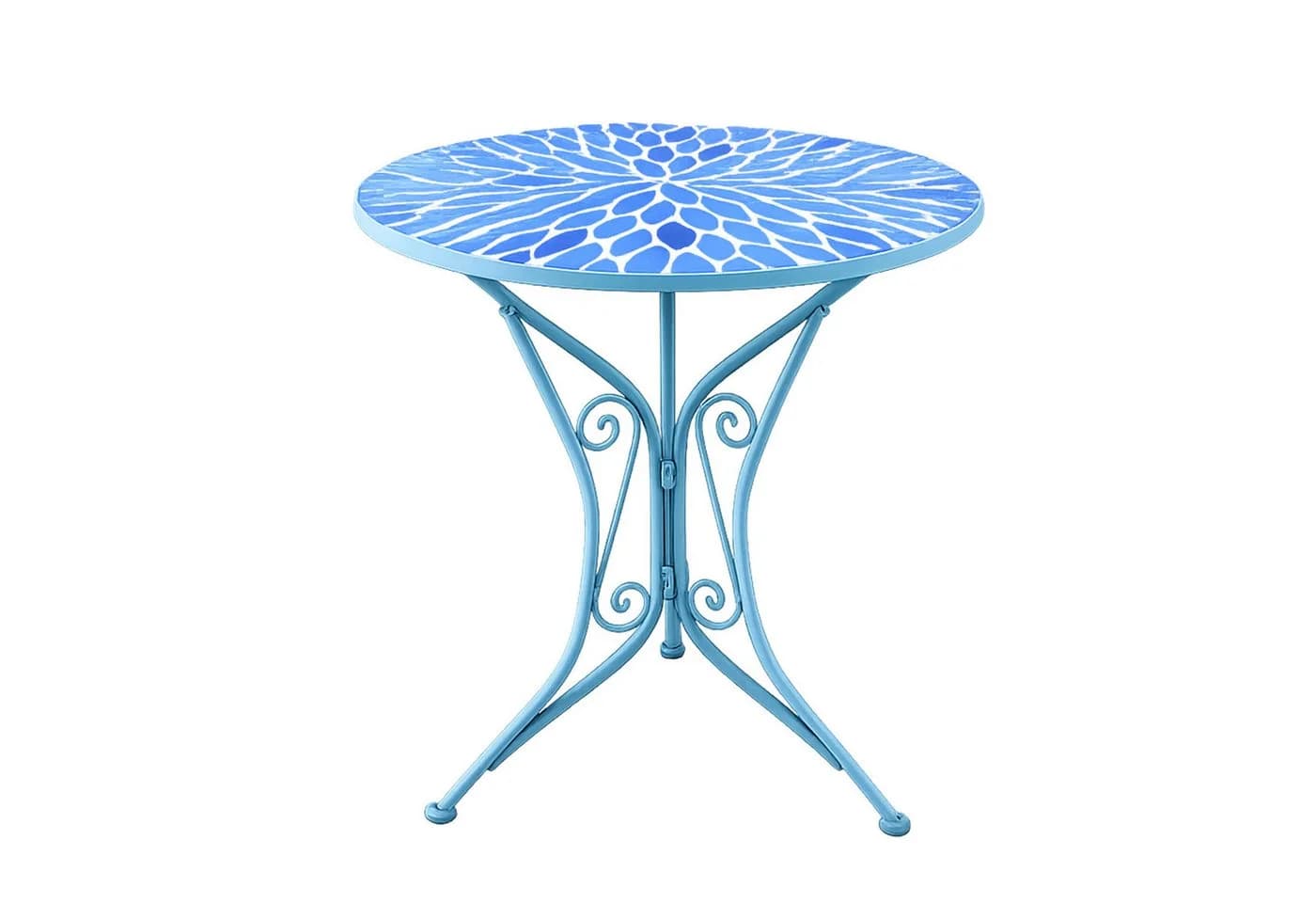 HTI-Living Gartentisch Metall Blau mit Blütenmotiv - Bild 2