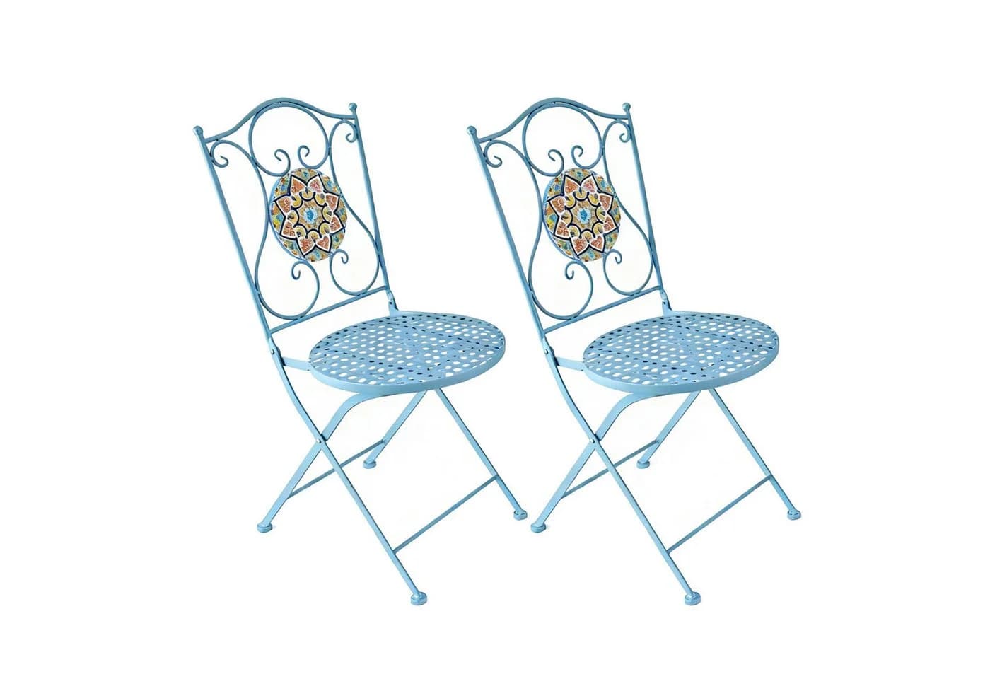 HTI-Living Gartenstuhl 2er-Set Metall Türkis Klappbar - Bild 2