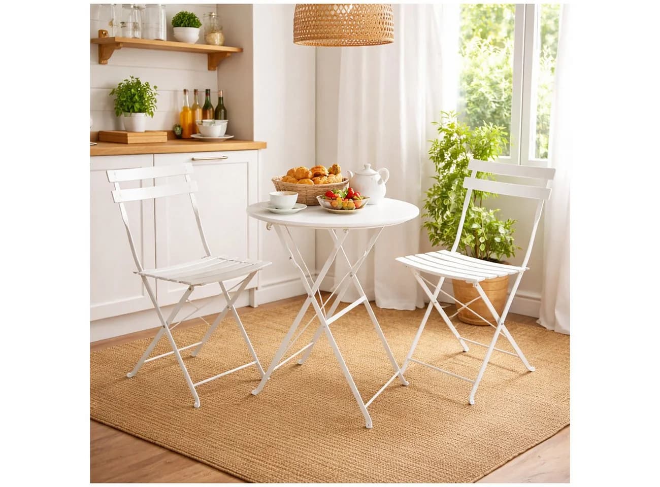 HTI-Living Gartenstuhl 2er-Set Basil Metall Creme - Bild 3
