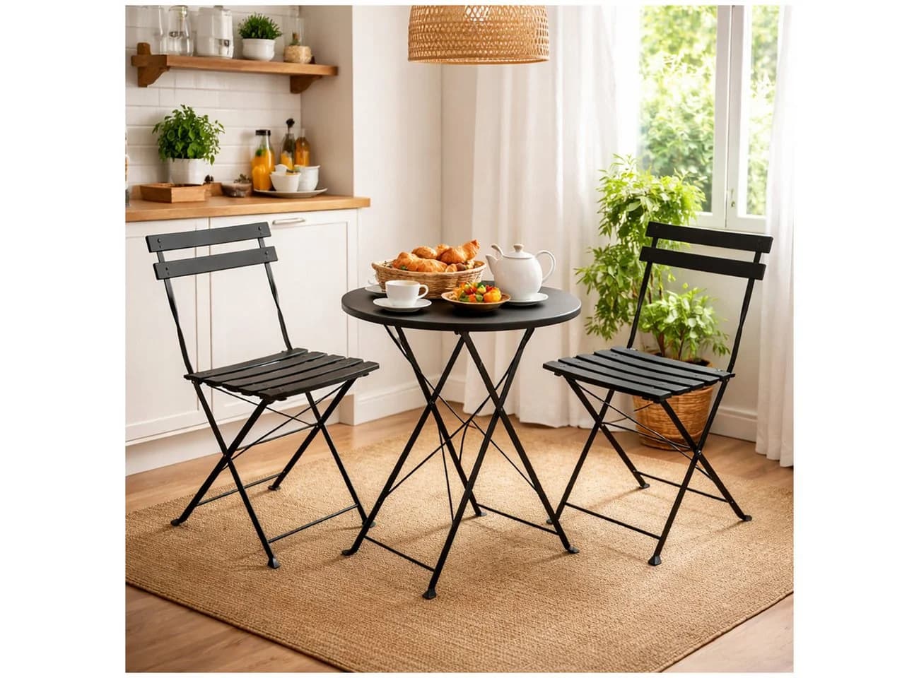 HTI-Living Gartentisch Basil Metall rund klappbar Schwarz - Bild 3