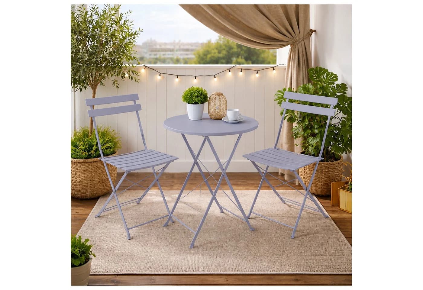 HTI-Living Gartentisch Basil Metall rund klappbar Grau