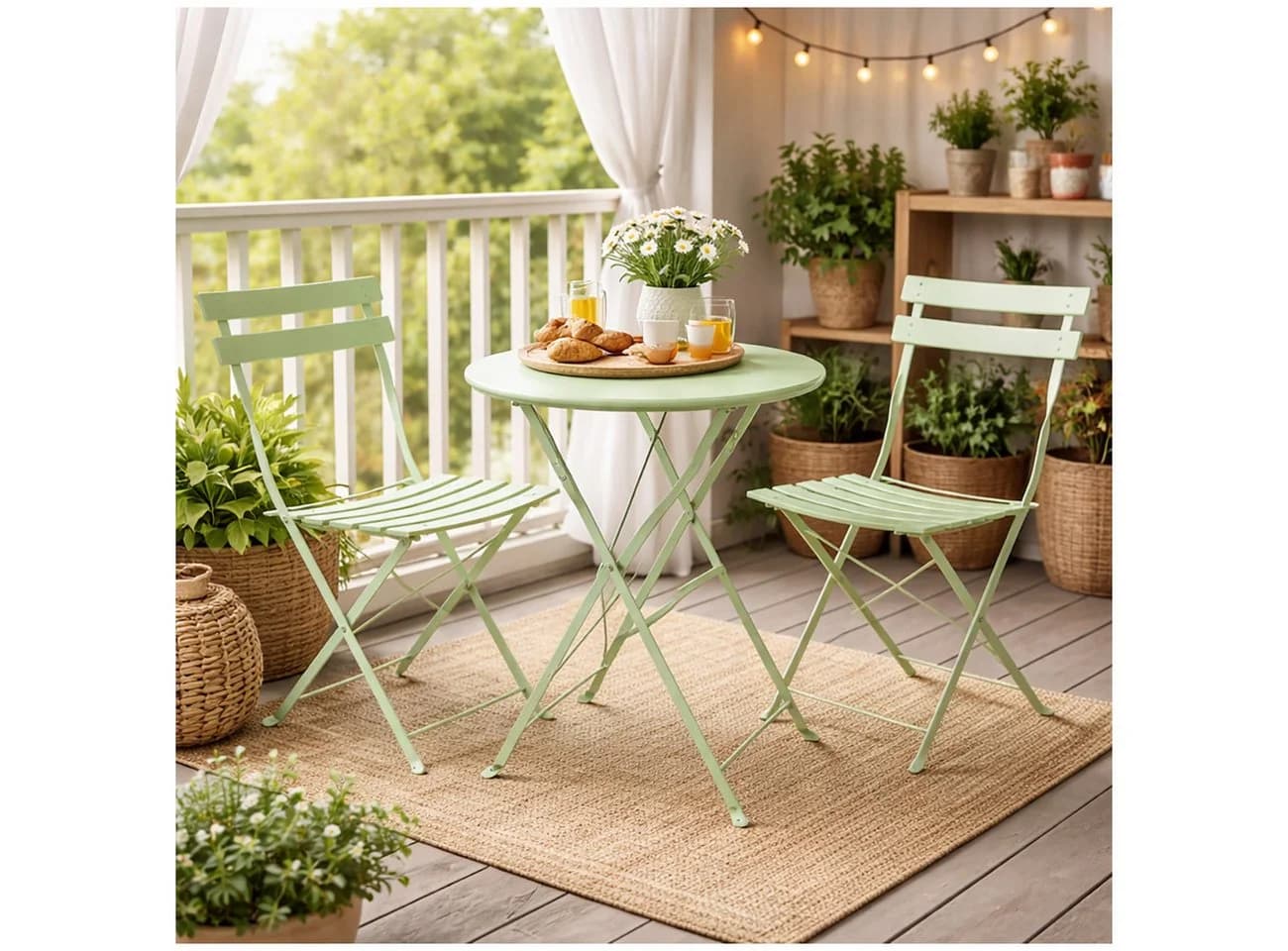 HTI-Living Gartentisch Basil Metall rund klappbar Grün