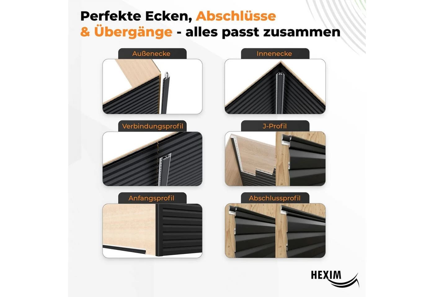 Hexim Fassadenverkleidung Anthrazit PVC-U 24 Paneele - Bild 4