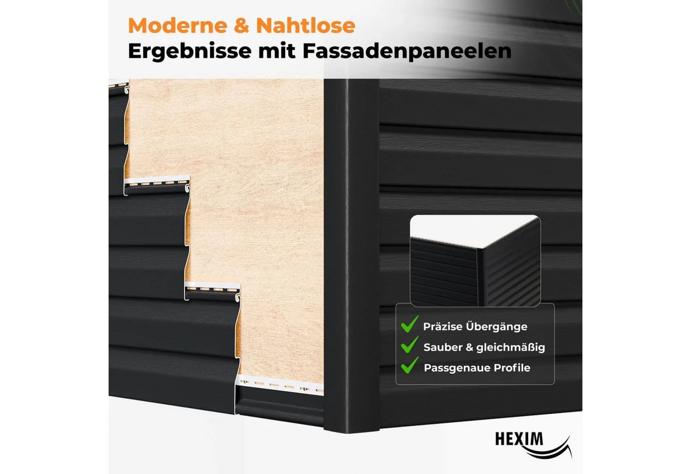 Hexim Fassadenverkleidung Anthrazit PVC-U 24 Paneele - Bild 5