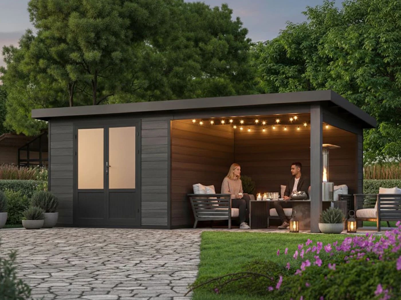 Fjordholz Gartenhaus Style DeLuxe Anthrazit/Grau WPC Aluminium