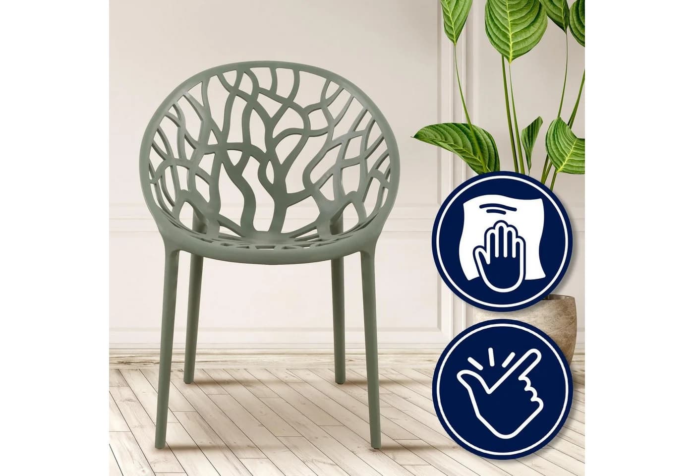 CLP Gartenstuhl Hope 2er Set stapelbar wetterfest Kunststoff - Bild 5